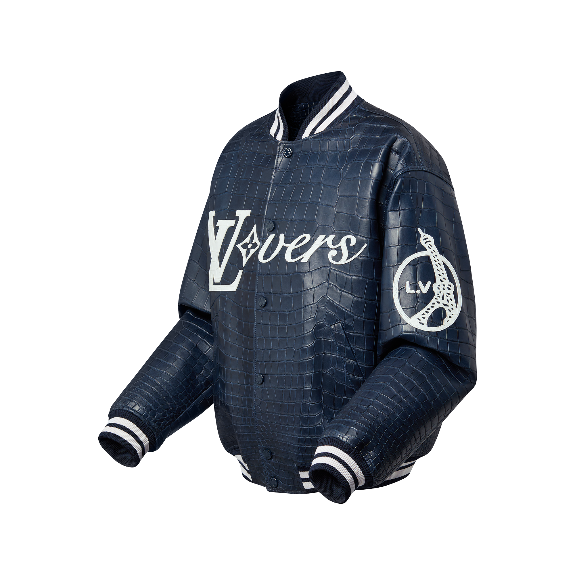 Jaqueta de Baseball em Couro Croco - Feita sob Encomenda - High
